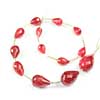 Natural Blood Red Ruby Faceted Center Drilled Pear Drop Briolette Beads Strand Length 8.5 Inches and Size from 8mm to 13mm